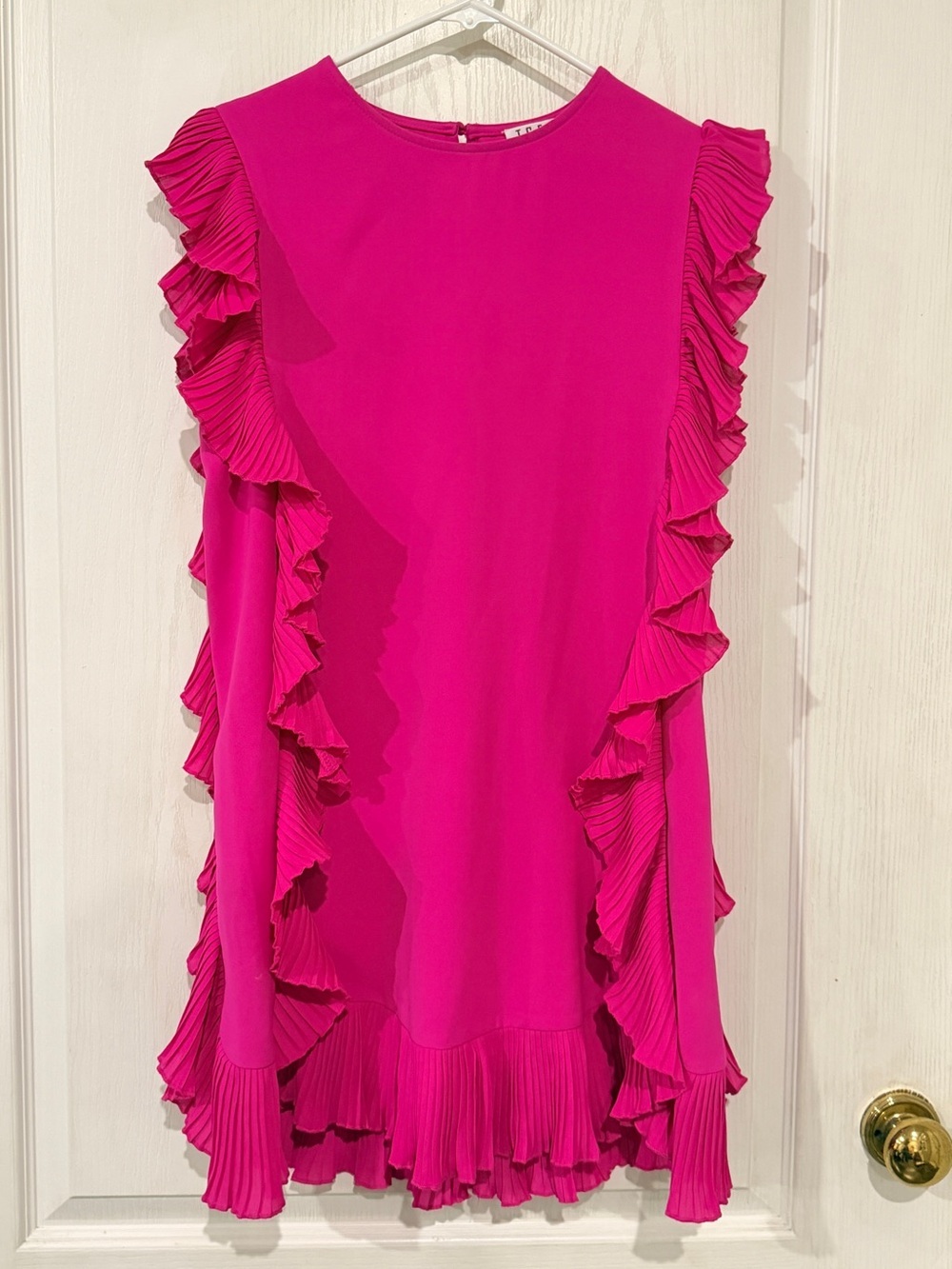 TCEC Fuchsia Pleated Ruffle Mini Dress